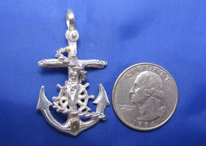 Sterling Silver Diver's Mariners Cross Pendant