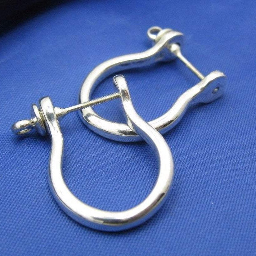 Large Sterling Silver Pirate Shackle Earring Hoop Pair