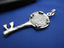 Load image into Gallery viewer, New Custom Handcrafted Sterling Silver Skeleton Bone Key Pendant with Pirate Shipwreck Coin
