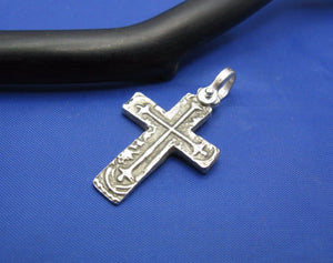 Sterling Silver Unique Artisan Handcrafted Custom Cross Pendant (1.5" x 0.75")