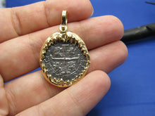Load image into Gallery viewer, 14k Gold Shark Jaw Bezel with Atocha Shipwreck Coin Replica
