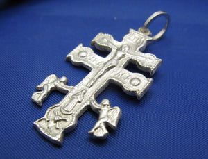 Sterling Silver Handmade Religious Caravaca Cross Pendant 1.5" x 0.75"