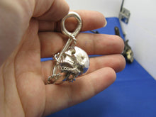 Load image into Gallery viewer, Sterling Silver Extra Large Nautical Rope Wrapped Fish Hook Pendant with Skull
