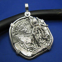 Load image into Gallery viewer, Extra Large Sterling Silver Replica Piece of Eight Doubloon Pendant with Octopus
