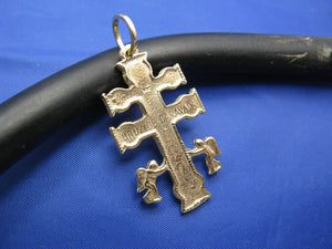 14k Gold Religious Caravaca Cross Pendant 1.5" x 0.75"