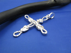 Sterling Silver Sailor's Knot Rope Cross Pendant