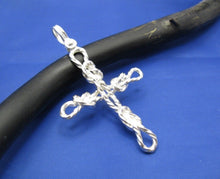 Load image into Gallery viewer, Sterling Silver Sailor&#39;s Knot Rope Cross Pendant
