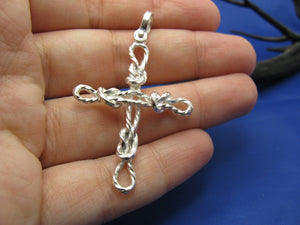 Sterling Silver Sailor's Knot Rope Cross Pendant