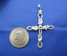 Load image into Gallery viewer, Sterling Silver Sailor&#39;s Knot Rope Cross Pendant
