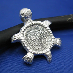 Sterling Silver Sea Turtle Pendant with Reproduction Shipwreck Cobb