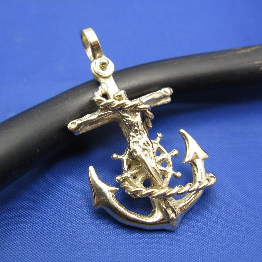 14k Gold Diver's Mariners Cross Pendant
