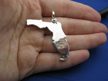 Load image into Gallery viewer, Large High Polish Sterling Silver Florida State Map Pendant with Shackle Bail
