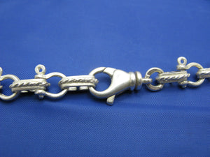 Sterling Silver 8mm Pirate Shackle Anchor Link Chain with Lobster Claw Swivel Latch