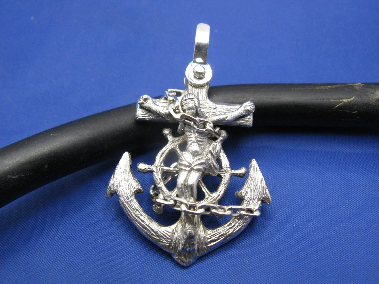 anchor cross with fishing pole 14KT Tri-Tone Gold Crucifix and Ship Wheel Pendant Our collection of spiritually inspired designs that show faith Large Men's Sterling Silver Diver's