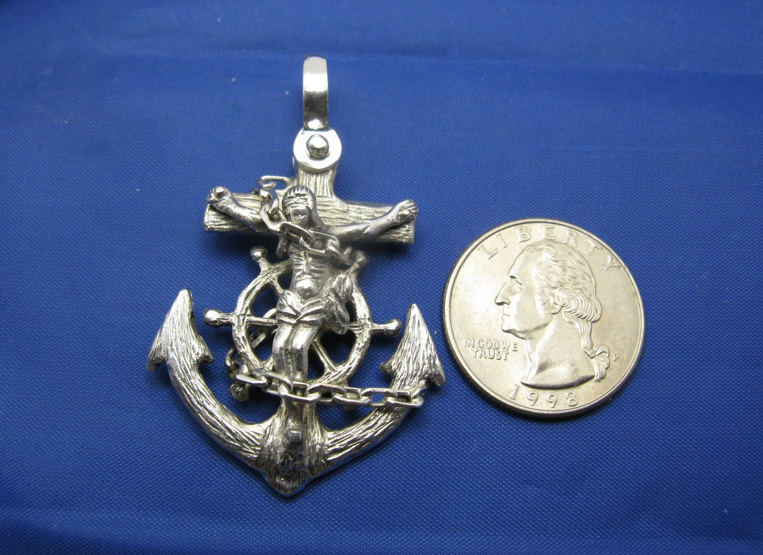 Large Men's Sterling Silver Diver's Mariner Wooden Cross Anchor Pendan –  Crisol Jewelry