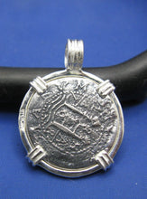 Load image into Gallery viewer, Sterling Silver Replica Pirate Doubloon Atocha Shipwreck Coin Pendant With Barrel Bail
