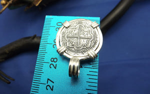 Sterling Silver "1 Reale" Atocha Replica Coin with Barrel Bail
