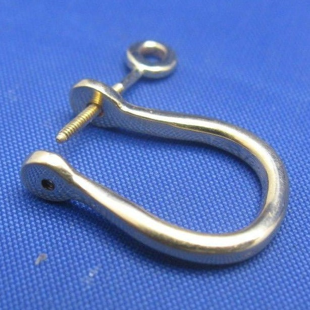 14k Gold Single Shackle Earring with Secure Screw Post