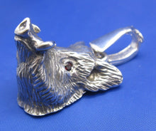 Load image into Gallery viewer, Large Sterling Silver Hog Head Pendant with Rifle Bail and Red Gemstone Eyes
