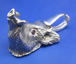 Large Sterling Silver Hog Head Pendant with Rifle Bail and Red Gemstone Eyes