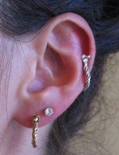 Load image into Gallery viewer, Sterling Silver .925 Rope Twisted Pirate Shackle Earring Hoops with Threaded Screw Post
