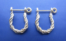 Load image into Gallery viewer, Sterling Silver .925 Rope Twisted Pirate Shackle Earring Hoops with Threaded Screw Post
