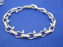 Load image into Gallery viewer, Sterling Silver Pirate Theme Nautical 11mm Shackle Bracelet with Swivel Clasp
