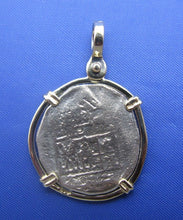 Load image into Gallery viewer, Unique Nautical Shipwreck Coin Pendant with Anchor Shaped Markings in 14k Bezel with Shackle Bail
