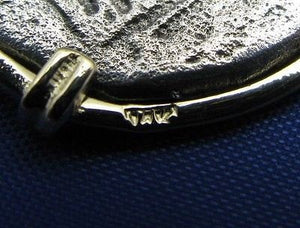 Unique Nautical Shipwreck Coin Pendant with Anchor Shaped Markings in 14k Bezel with Shackle Bail