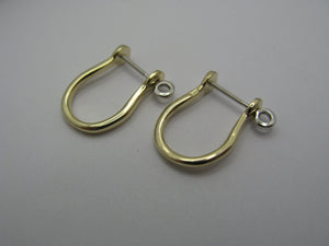 14k Gold Two-Tone Shackle Earring Pair
