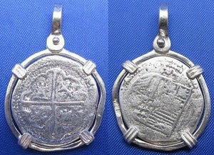 Sterling Silver "1 Reale" Atocha Replica Coin in Custom Sterling Bezel