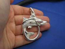 Load image into Gallery viewer, Extra Large Men&#39;s Snook &amp; Fish Hook Nautical Pendant

