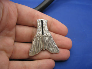 Large Sterling Silver Snook Tail Pendant with Black Stripe
