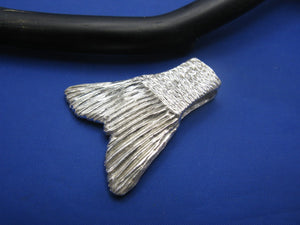 Large Sterling Silver Snook Tail Pendant with Black Stripe