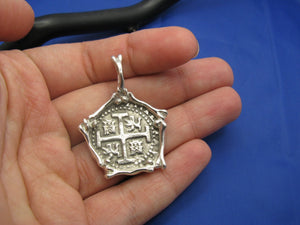 Sterling Silver Pirate Treasure Coin in Skeleton Bone Bezel "The Graveyard Pendant"