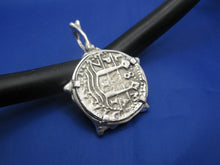 Load image into Gallery viewer, Sterling Silver Pirate Treasure Coin in Skeleton Bone Bezel &quot;The Graveyard Pendant&quot;
