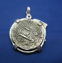Load image into Gallery viewer, Sterling Silver Spanish Pirate Coin Reproduction with Dolphin Bezel Pendant
