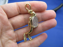 Load image into Gallery viewer, 14k Solid Gold Medium Diver Holding Spanish Replica Shipwreck Coin Pendant
