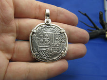 Load image into Gallery viewer, Large Sterling Silver Reproduction Coin of Spanish King Shield
